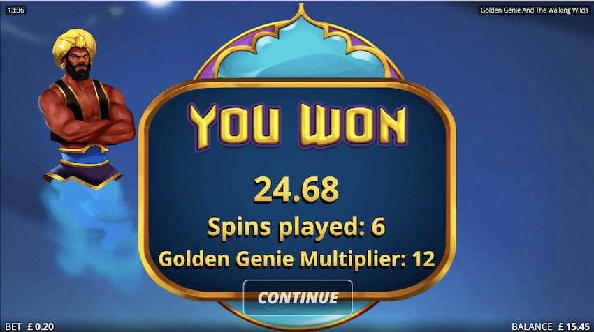 Golden Genie And The Walking Wilds Free Spins Win