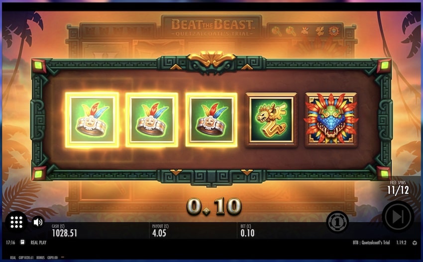 Symbol upgrades during free spins in Quetzalcoatl’s Trial