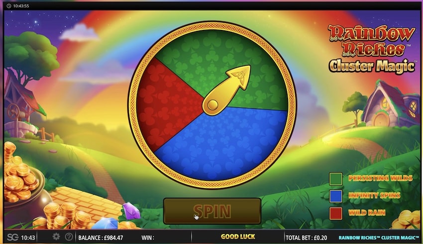 Bonus Wheel in Rainbow Riches Cluster Magic