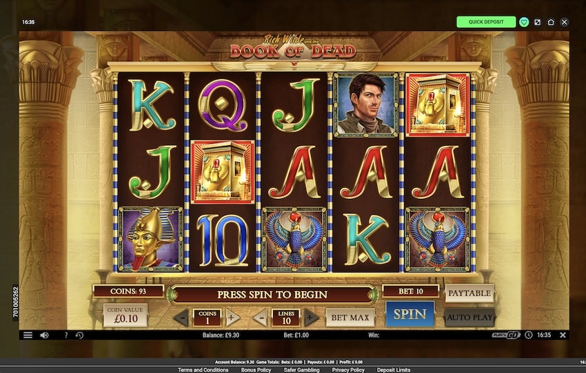 Book of Dead at Swift Casino