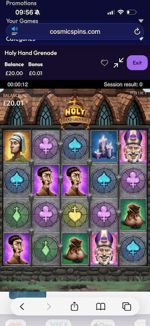 Holy Hand Grenade at Cosmic Spins