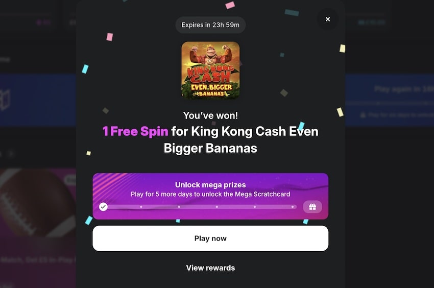 A Daily Scratchcard win at Midinite