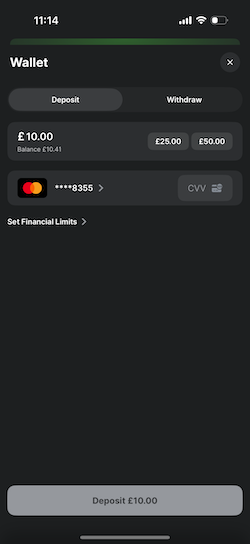Making a deposit at Midnite