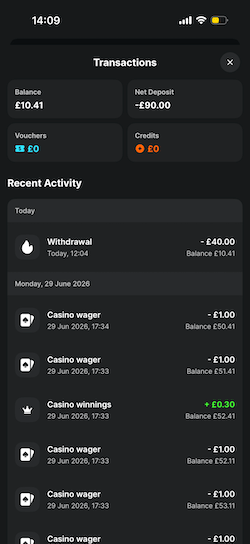 Midnite Transaction History