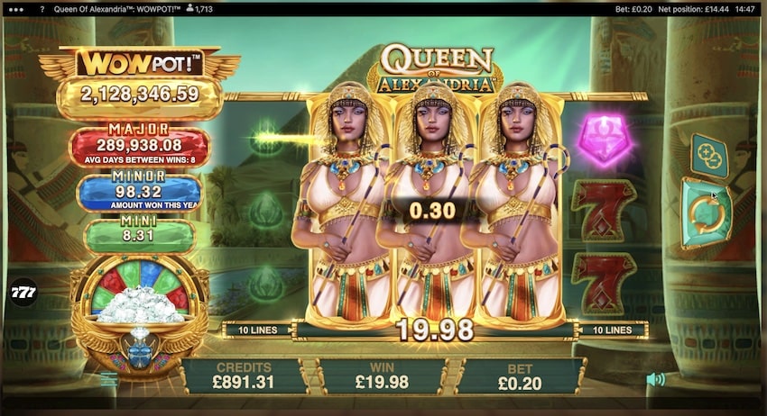 Queen of Alexandria WowPot 99.9x win