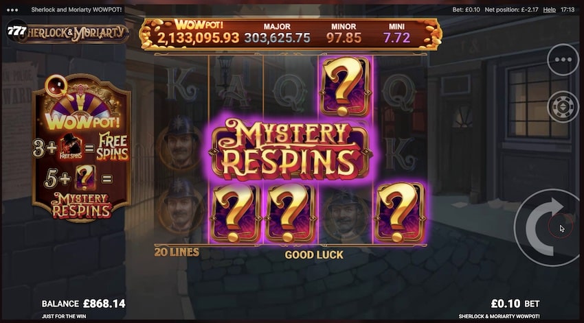 Sherlock and Moriarty WowPot Mystery Re-Spins Feature