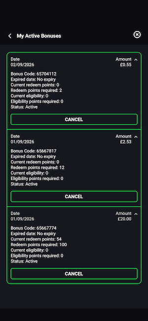 Bonuses listed on Swift Casino