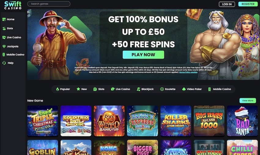 Swift Casino Homepage