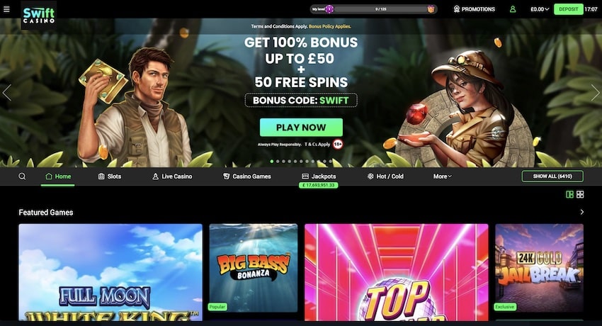 Swift Casino Home Page