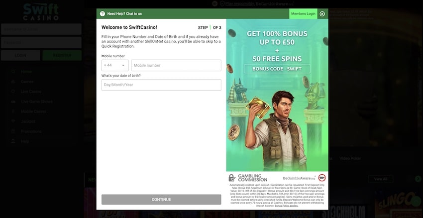 Swift Casino Registration 