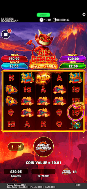 Playing 20 free spins on Lil Demon Blazing Lava