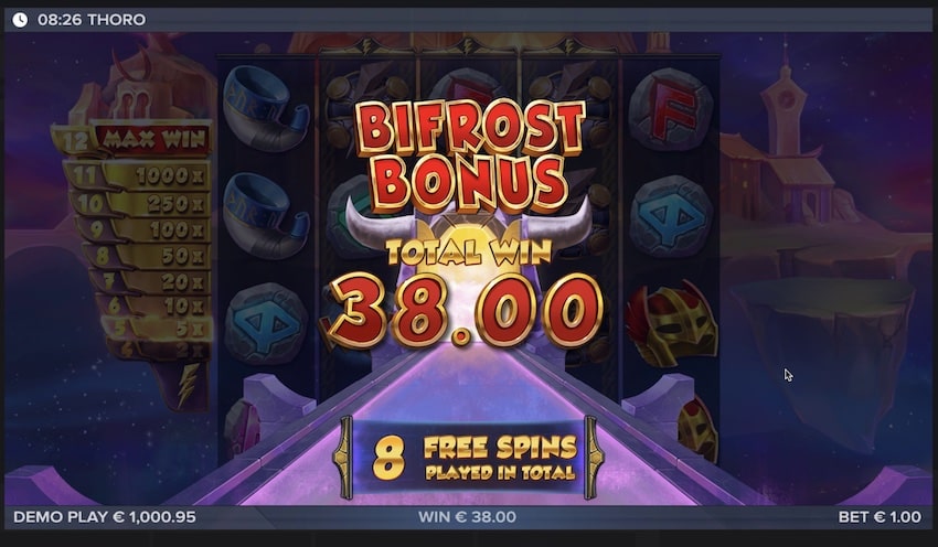 A 38x win from free spins in Thoro