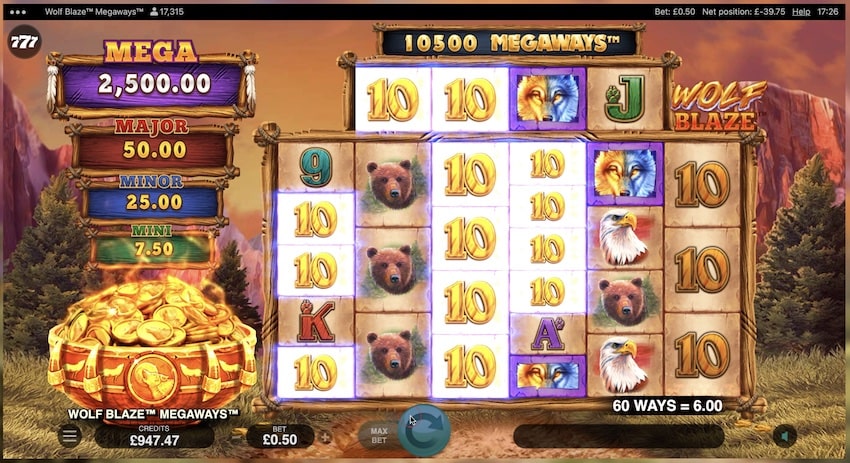 Winning Spin on Wolf Blaze Megaways