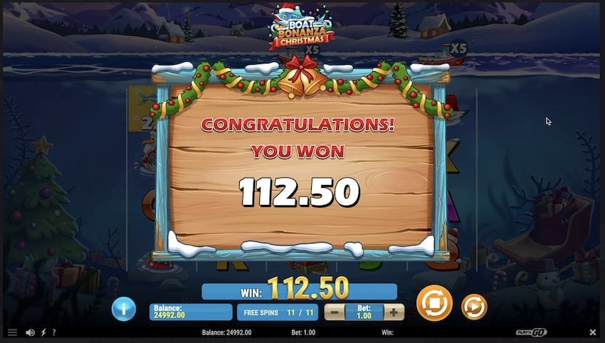 Boat Bonanza Christmas 112.5x win