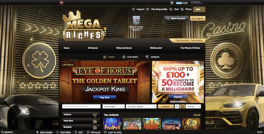 Mega Riches Casino Home Page