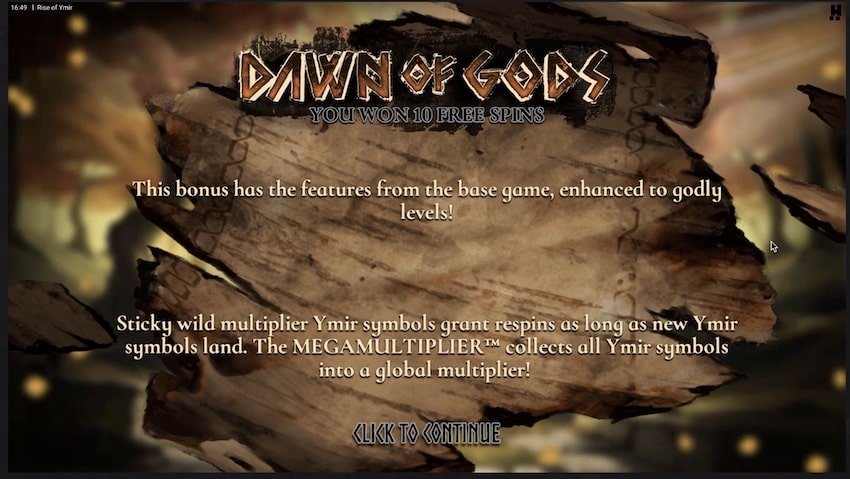 Rise of Ymir Dawn of Gods Free Spins