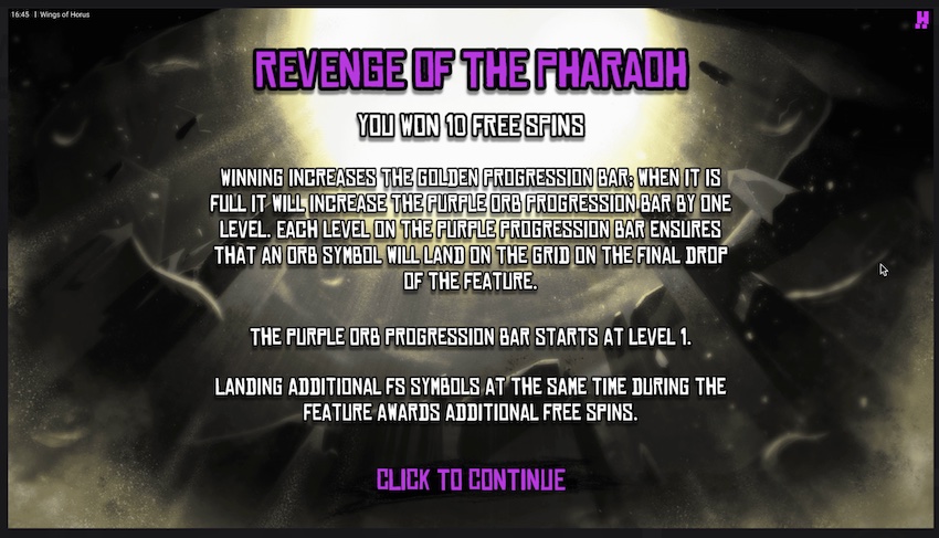 Revenge of the Phraroh Free Spins