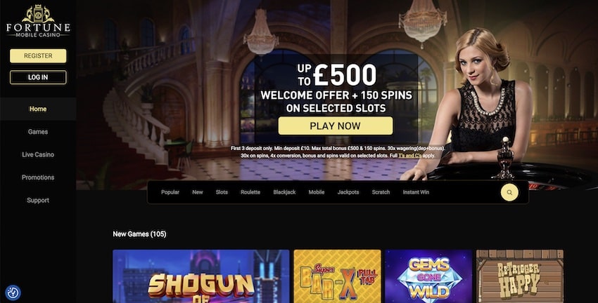 Fortune Mobile Casino Home Page