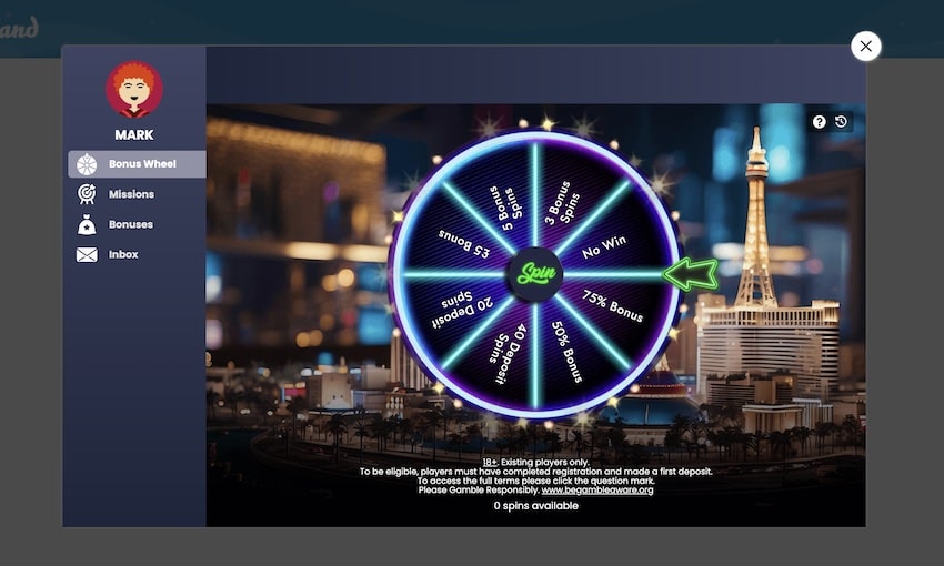 The Bonus Wheel at Spinland