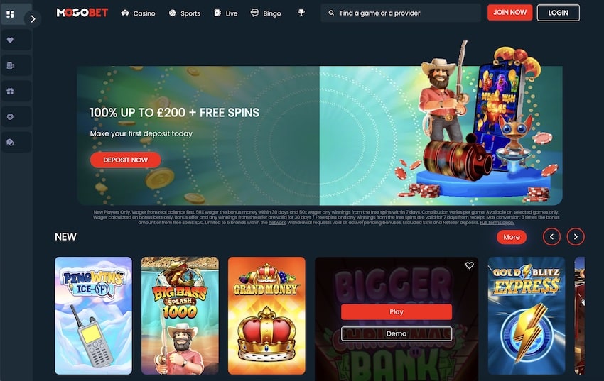 MogoBet Casino Homepage