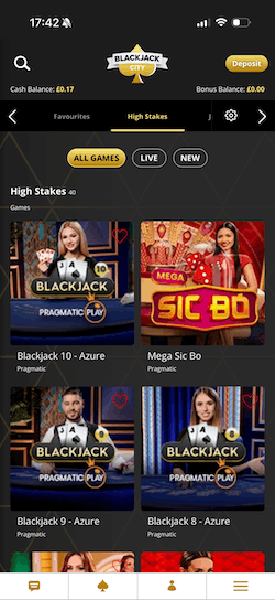 High stakes games at Blackjack City